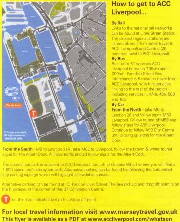 ACC Arena Liverpool Map. How to get to the Acc Liverpool Complex